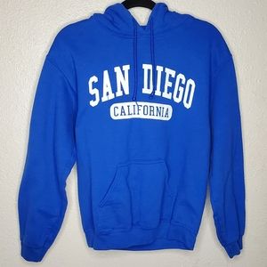 EUC San Diego California Blue White Comfy Hoodie/Hooded Sweatshirt (Size: S)